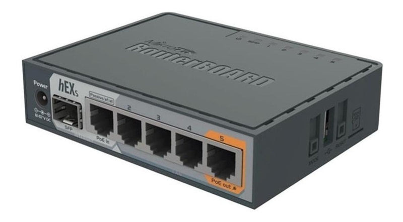 Roteador MikroTik RouterBOARD hEX S RB760iGS cinza
