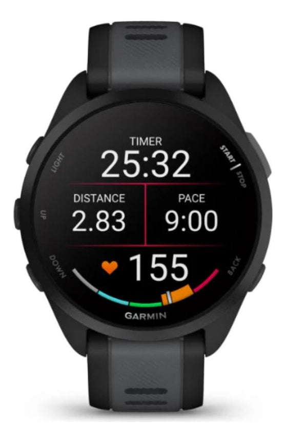 Garmin Forerunner 165 Smartwatch, Tela AMOLED 43mm, Pulseira Esportiva Preto, Compatível com Android/iOS, GPS Integrado e Resistente à Água 5 ATM