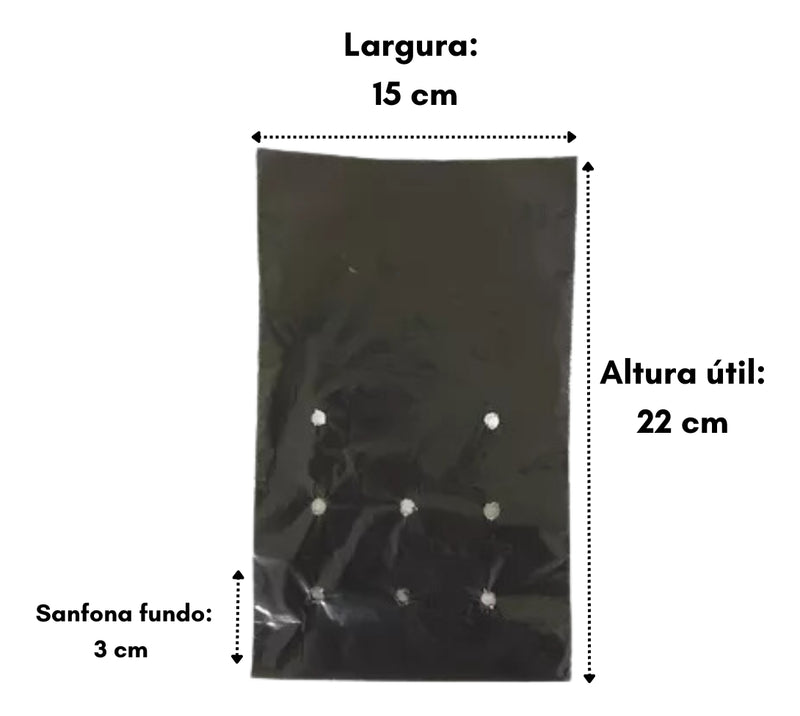 Saco Para Mudas De Plástico Preto 15 X 25 Cm Com 500 Unidad