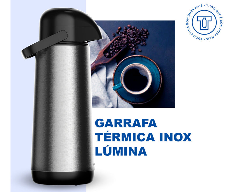 Garrafa térmica de pressão 1,8 litro Inox Lúmina Termolar