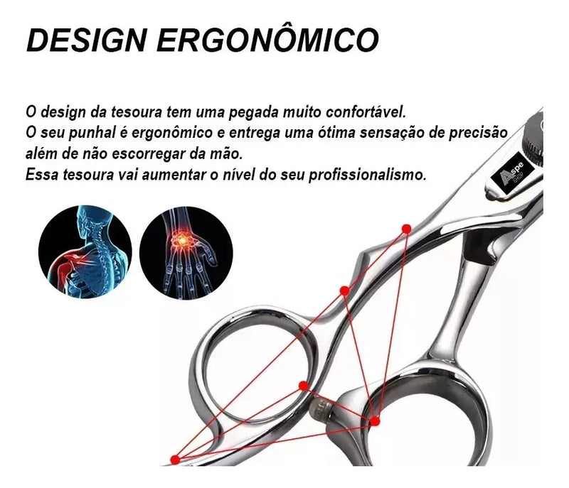 Tesoura Fio Laser Aço Cabelo Profissional Barbearia 6.5''