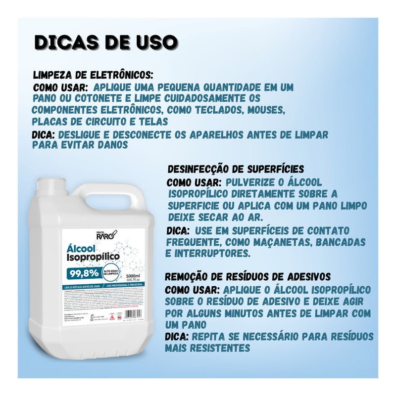 Álcool Isopropílico 99,8% 5l Pincel Raro Limpeza De Telas