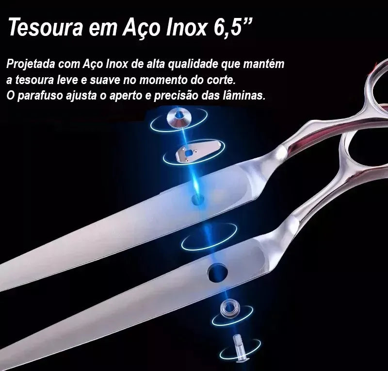 Tesoura Fio Laser Aço Cabelo Profissional Barbearia 6.5''