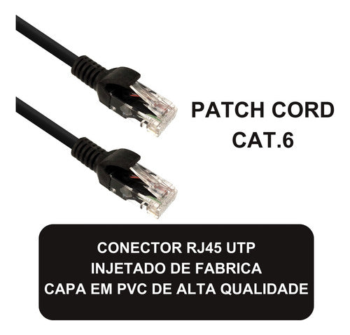 Cabo De Rede 10 Metros Internet Rj45 Cat6 Ultra Velocidade Cor Preto
