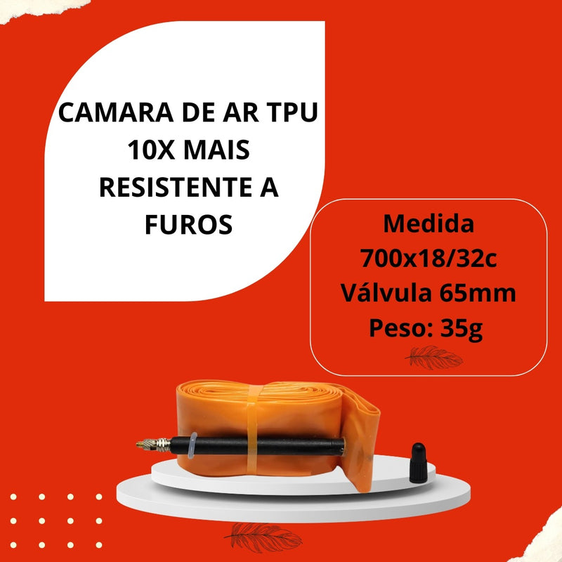 Par Câmara De Ar Tpu Speed 700x18-32c Presta 65mm Ultra Leve