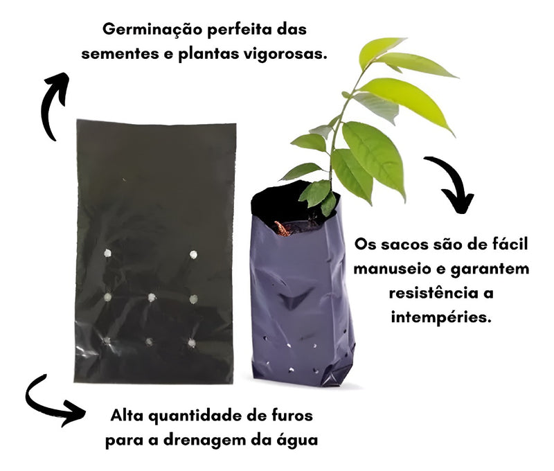 Saco Para Mudas De Plástico Preto 15 X 25 Cm Com 500 Unidad