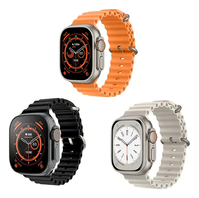 Smartwatch Digital 01smart T800 Ultra Séries 8 Caixa Prateado Pulseira Laranja