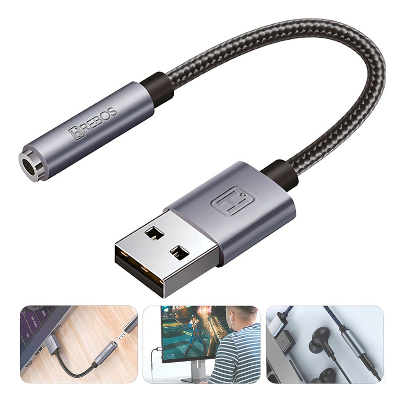 Placa De Som Usb P2 Fone 3.5mm Pc Notebook Cor Preto