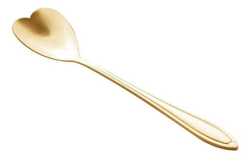 Kit 4 Colheres Chá Heart Dourado - Rojemac