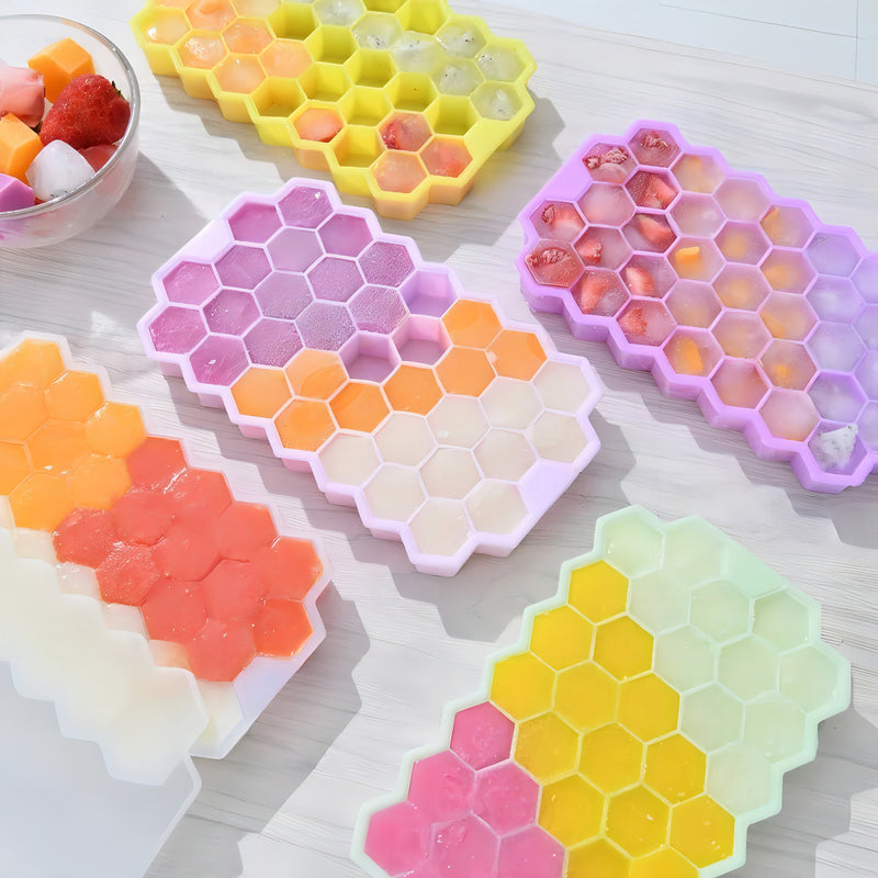 Forma Gelo Silicone Colmeia Garrafa Com Tampa 37 Cavidades Flexível Indue Variedades