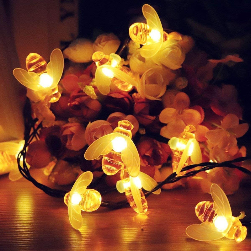 Solar Cordão Fio De Luz 50 Abelhas De Led 7 Metros Decorar