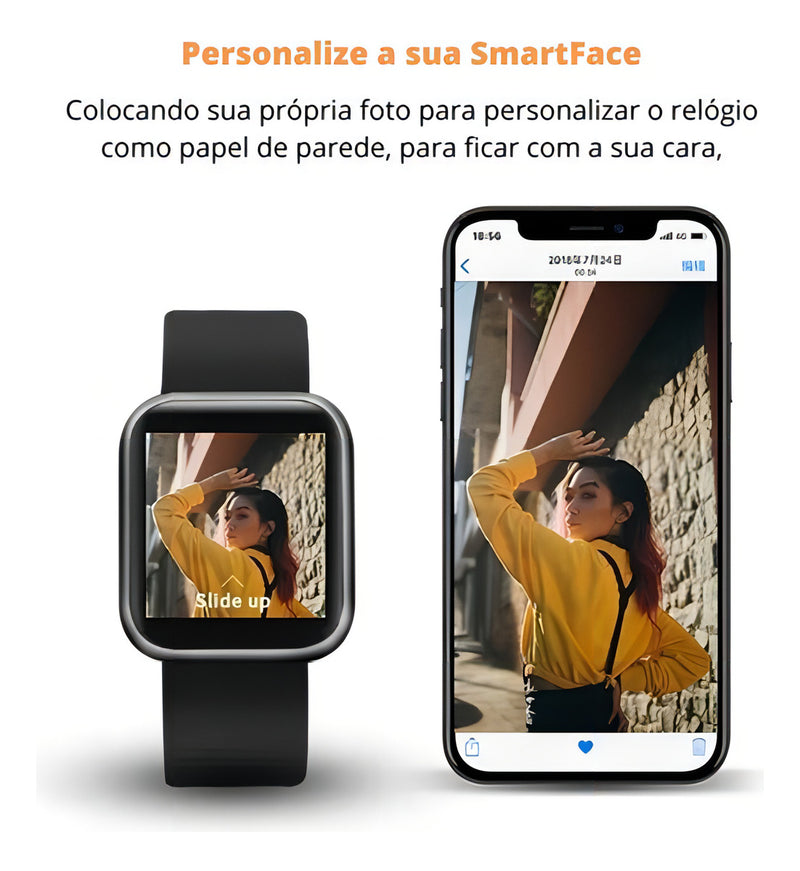 Relógio Smart Digital D20 Masculino/ Feminino + Fone S/fio Cor da pulseira Preto