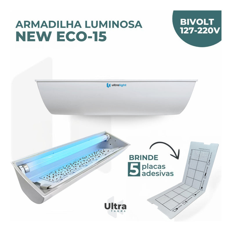 Armadilha Luminosa Mata Mosca Combate Mosquito Insetos 5 Placas NF