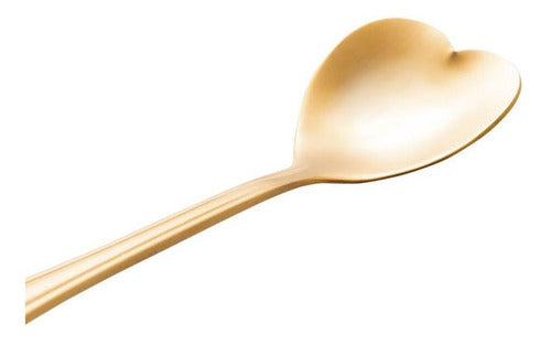 Kit 4 Colheres Chá Heart Dourado - Rojemac