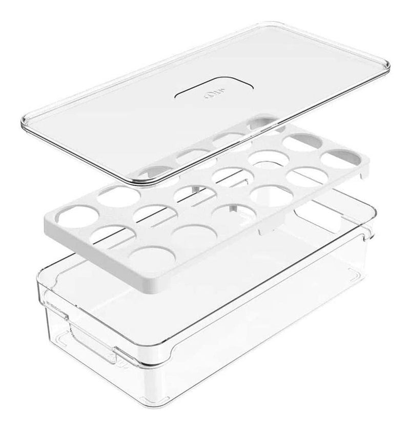 Organizador Porta Ovos 18 unidades Com Tampa Geladeira Cozinha