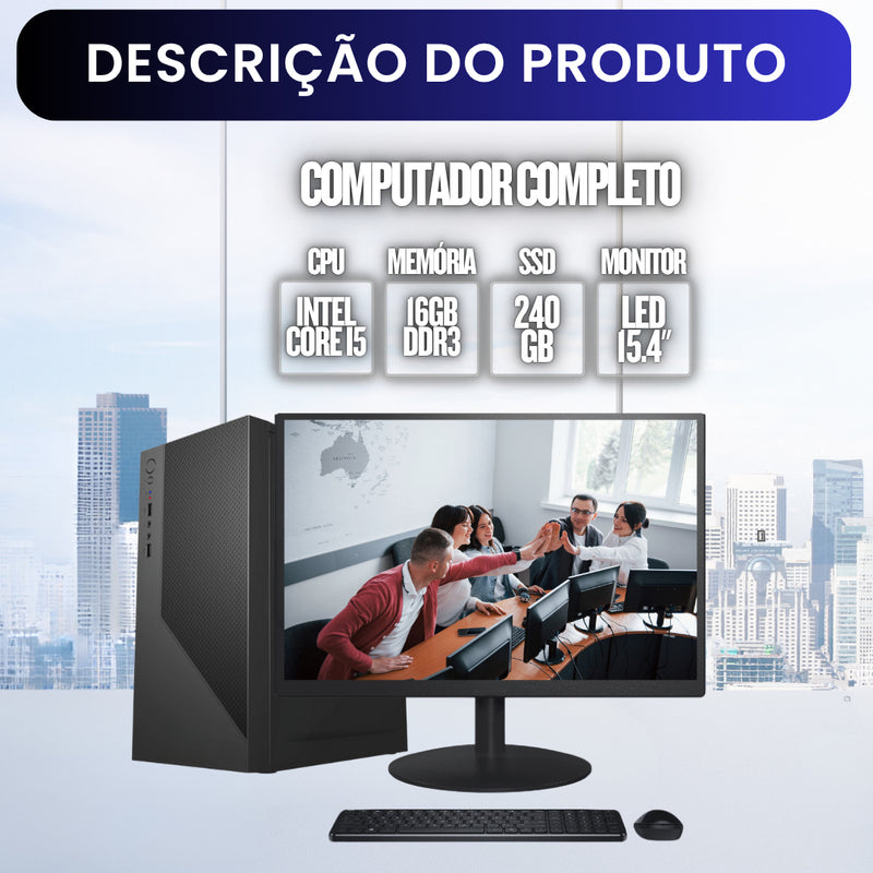 Computador Completo 2eletro Office Fácil Intel Core I5, 16gb Ram, Ssd 240gb, Monitor Led 15.4 - Cdf-0101of