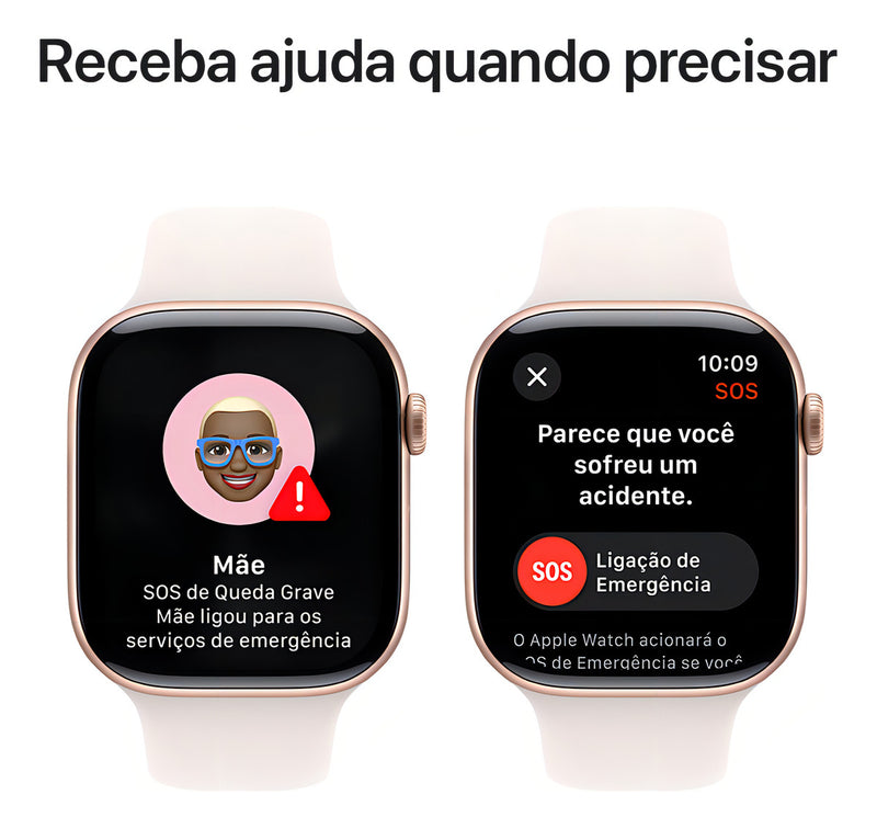 Apple Watch Series 10 GPS • Caixa cor de ouro rosa de alumínio – 46 mm • Pulseira esportiva blush-clara – M/G