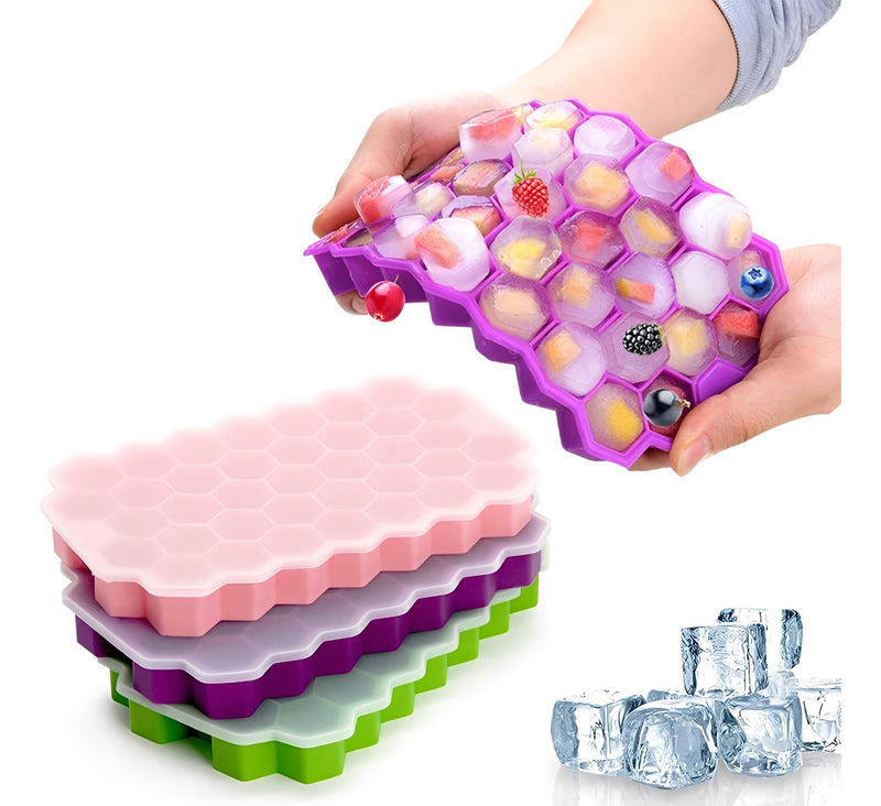Forma Gelo Silicone Colmeia Garrafa Com Tampa 37 Cavidades Flexível Indue Variedades