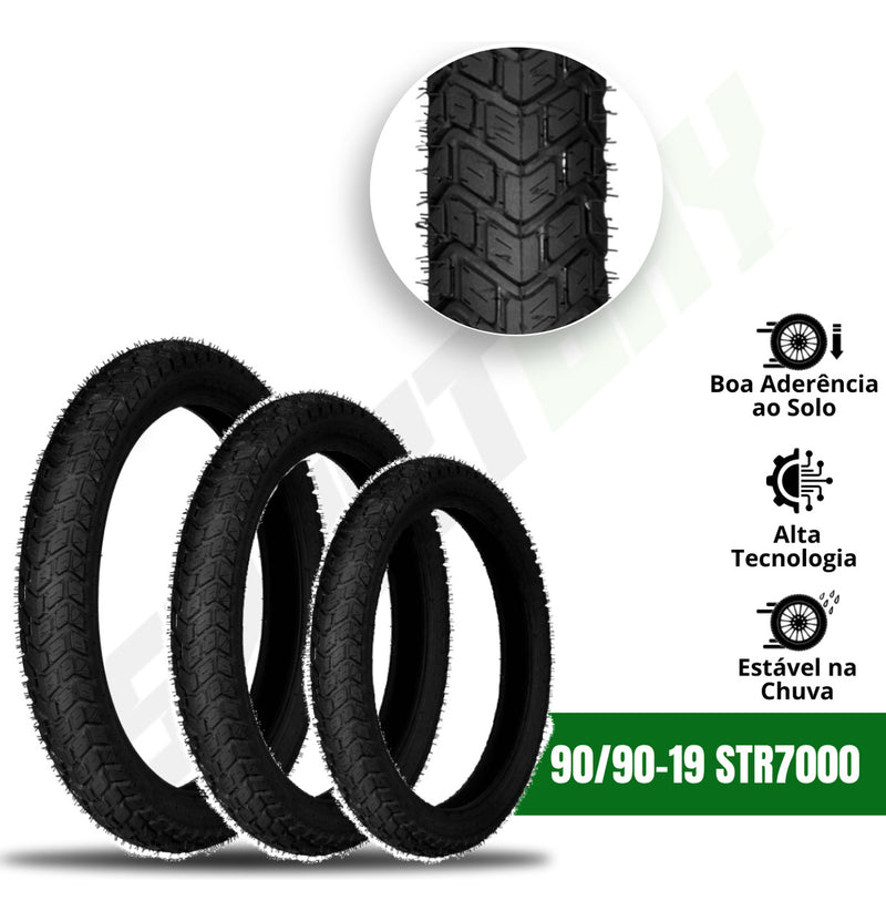Pneu Dianteiro Bros 125/150/160 Crosser 150 Xre 190 90/90-19 Cor Preto