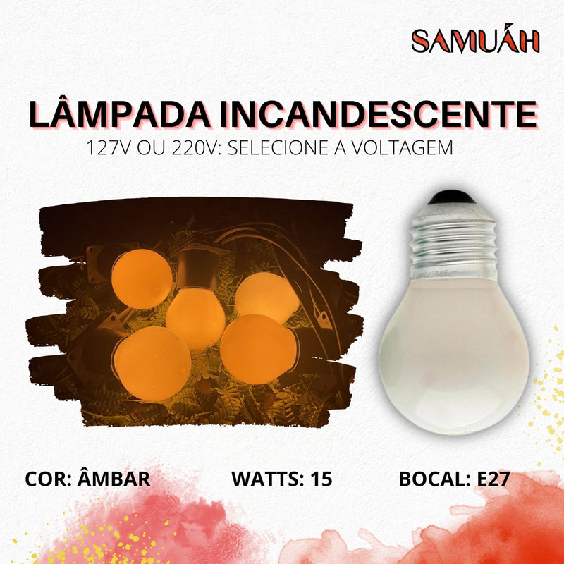 Varal De Luzes 20 Metros Festao Com Lampadas Ja Inclusas Incandescente 15w Leitosa 127v