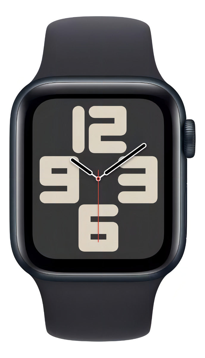 Apple Watch SE GPS • Caixa meia-noite de alumínio – 40 mm • Pulseira esportiva meia-noite – P/M