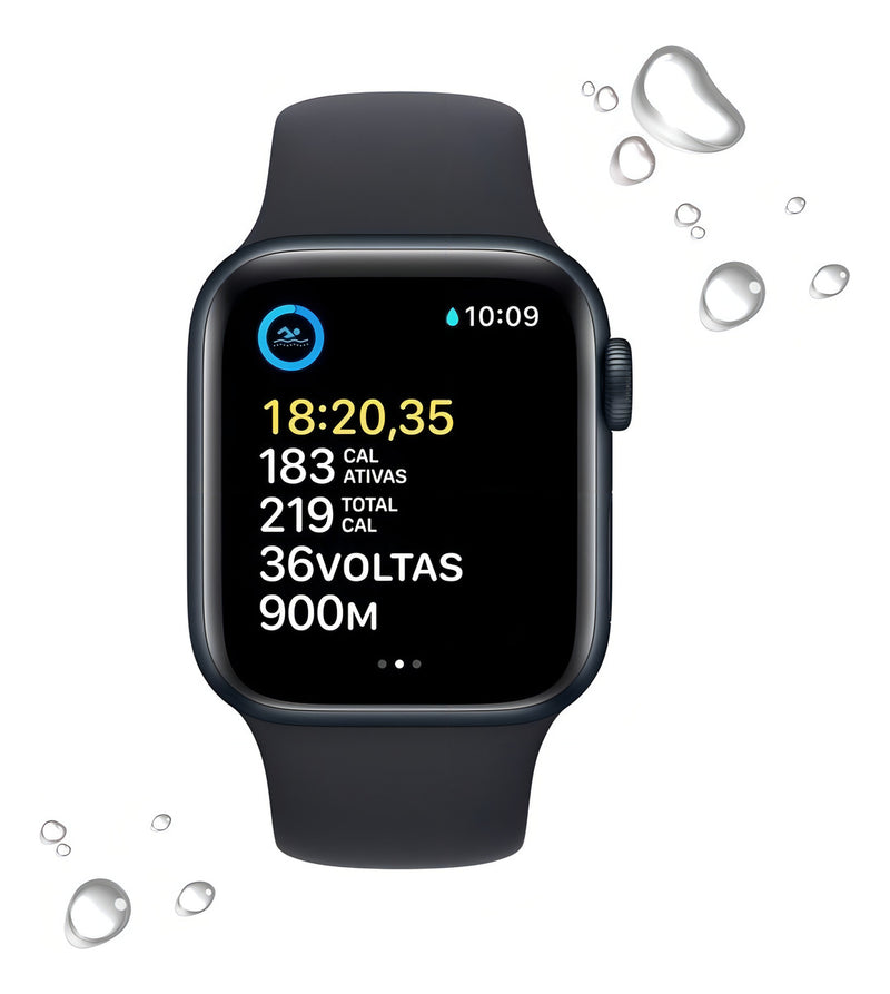 Apple Watch SE GPS - Caixa meia-noite de alumínio 40 mm - Pulseira esportiva meia-noite - 2 GERAÇÃO