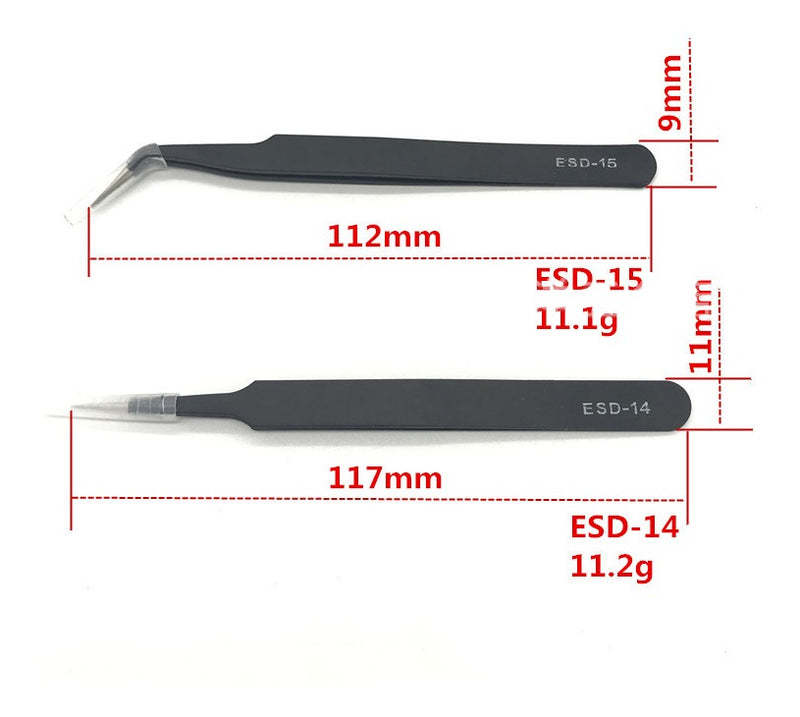 Kit 6 Unidades Pinça Preta Aço Inoxidável Anti Estáticas