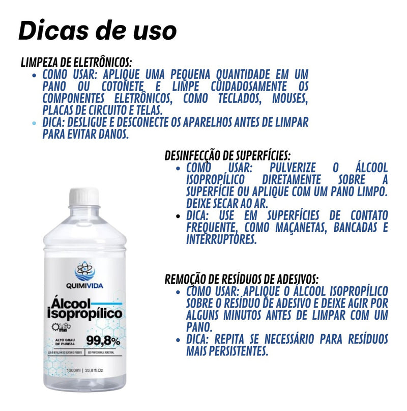 Kit 4 Álcool Isopropilico 1 Litro Limpa Tela