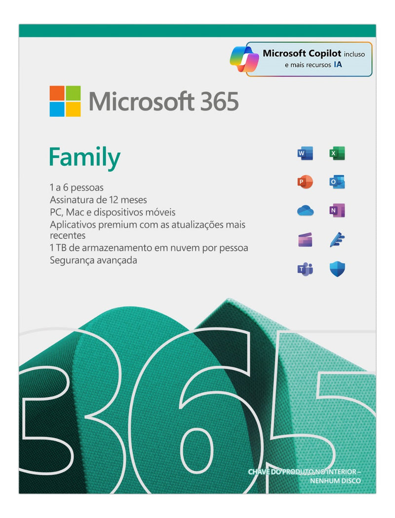 Microsoft 365 Family 2025 + Mcafee Premium - Licença 1 Ano