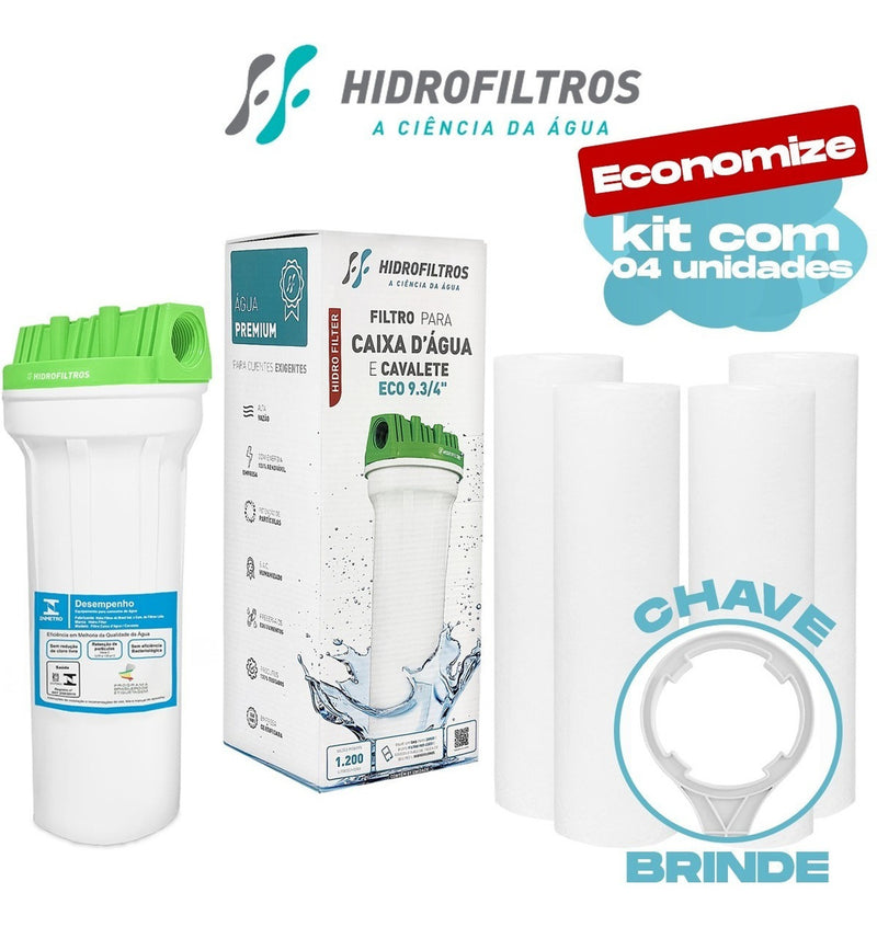 Filtro Caixa D'água E Cavalete Hidrofiltros + 4 Refil Extra