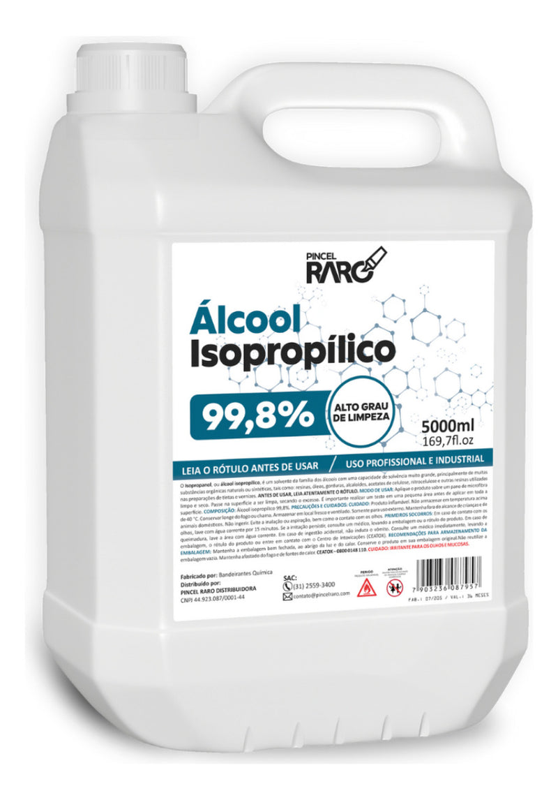 Álcool Isopropílico 99,8% 5l Pincel Raro Limpeza De Telas