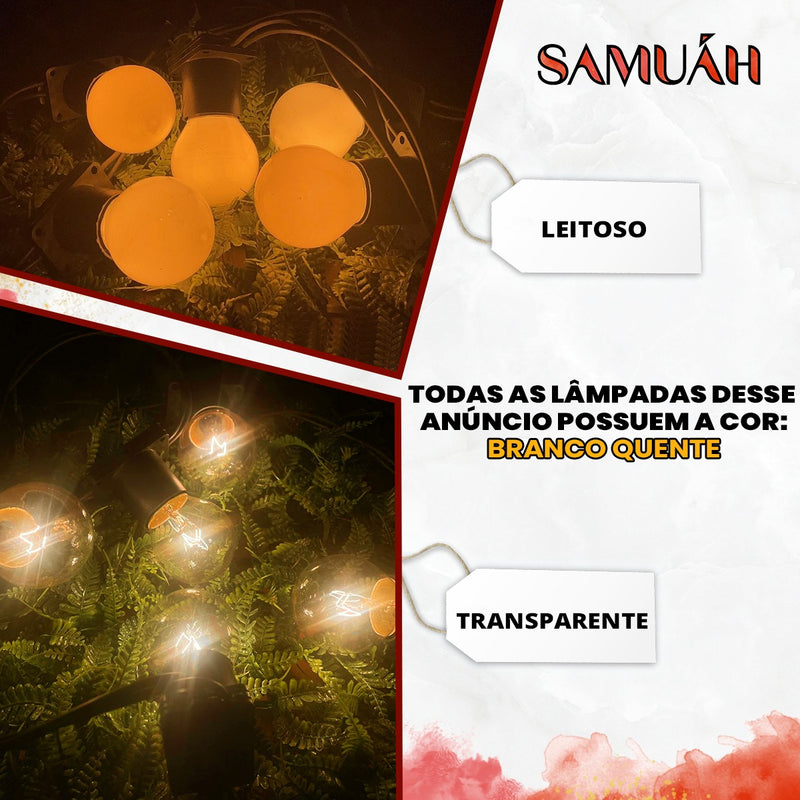 Varal De Luzes 60 Metros Festao Com Lampadas Ja Inclusas Transparente 220v