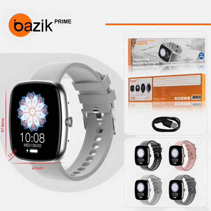 Relógio Inteligente Smartwatch Ultra Bazik Prime S35 Ultra Max, Masculino E Feminino Smartwatches Para Android, Ios 123 Modos Esporte Ip67 47mm Cor Rosa