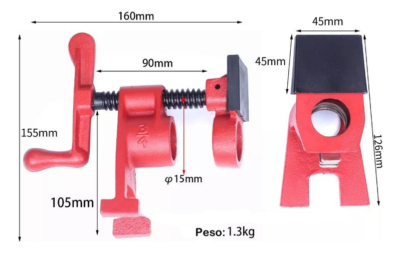 Grampo Sargento Para Tubos 3/4 Pipe Clamp 00078 Charbs
