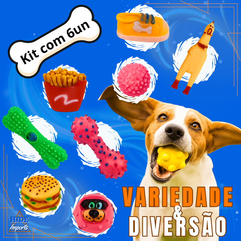 Kit 6 Brinquedos Para Filhote Cachorro Pet Mordedor
