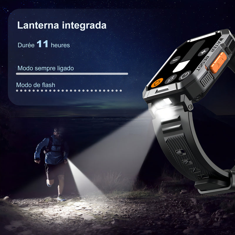 Relógio Inteligente Blackview Smart Watch W60 Lanterna Bluetooth Militar Masculina De 2,1 Polegadas Ip68 À Prova D'água 900 Mah Bateria Preta