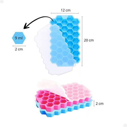Forma Gelo Silicone Colmeia Garrafa Com Tampa 37 Cavidades Flexível Indue Variedades