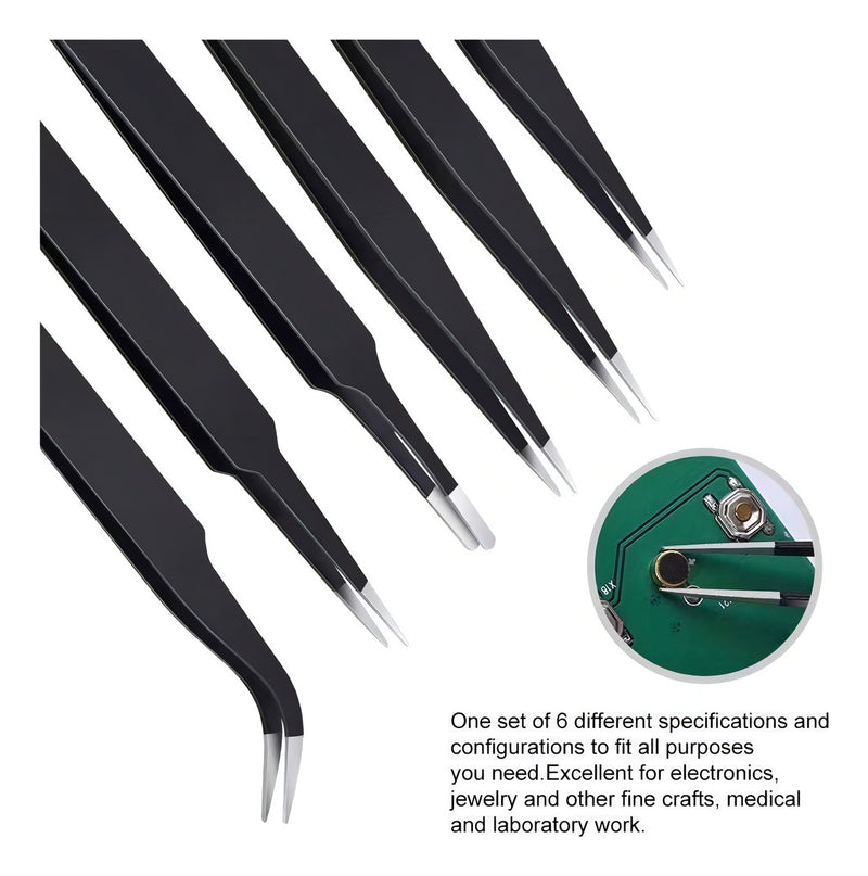 Kit 6 Pinças Anti Estática Para Eletrônica Artesanato Solda