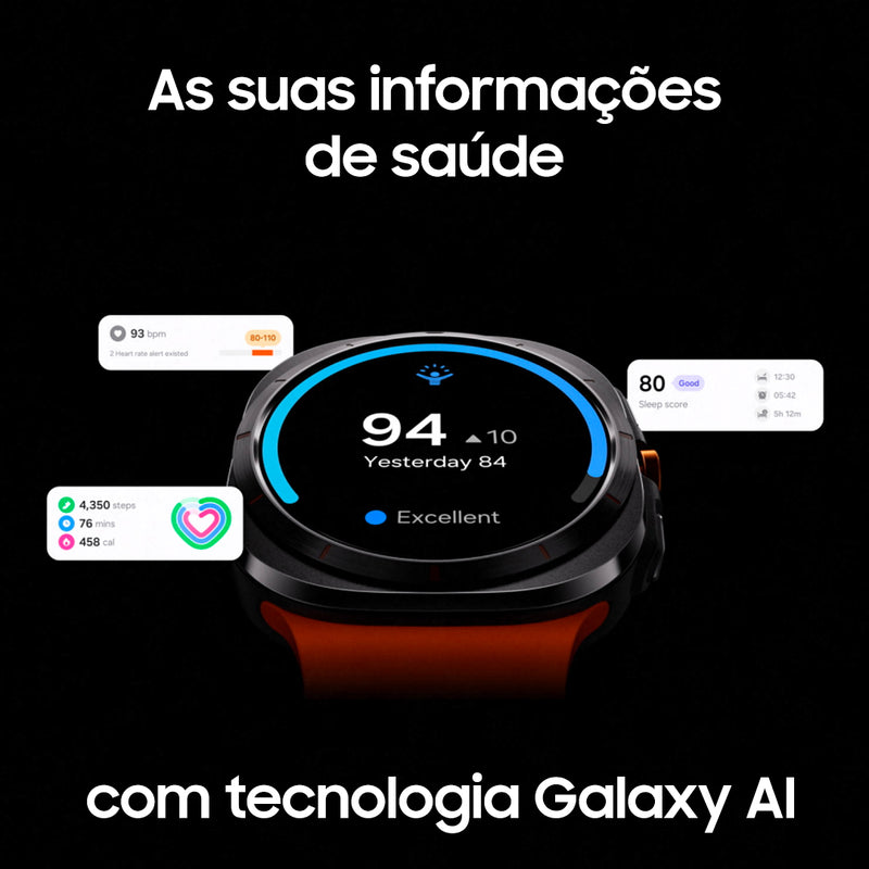 Samsung Galaxy Ultra Smartwatch Titânio Resistente A Água Caixa Preto Pulseira Preto
