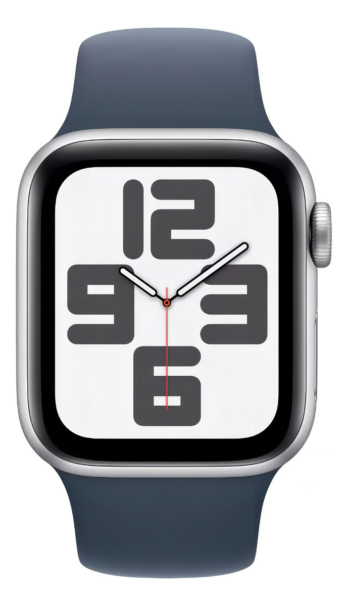 Apple Watch SE GPS (2da gen) • Caixa prateada de alumínio – 40 mm • Pulseira esportiva azul-tempestade – M/G