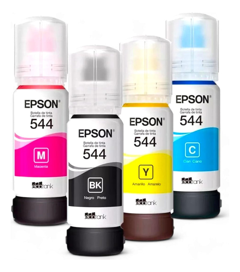 Kit Refil Epson 544 Preto Amarelo Ciano Magenta Tinta 4 cores