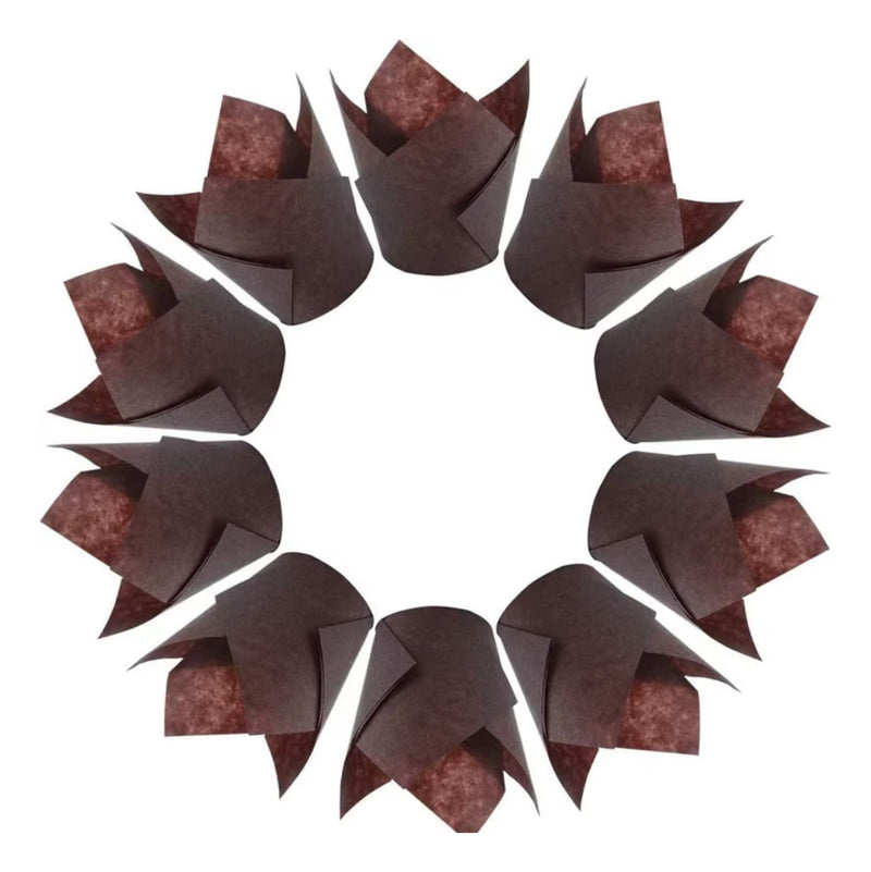 100 Und Forma De Papel Cup Cake Tulipa Marrom