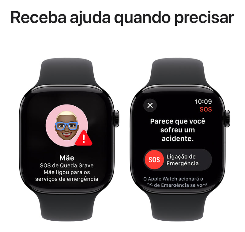 Apple Watch Series 10 GPS • Caixa preta brilhante de alumínio – 46 mm • Pulseira esportiva preta – M/G