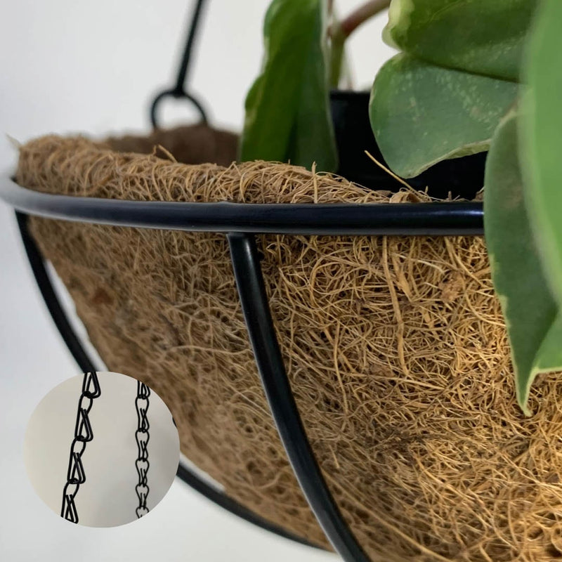 Vaso Fibra De Coco Suspenso 40cm Com Suporte Para Jardim