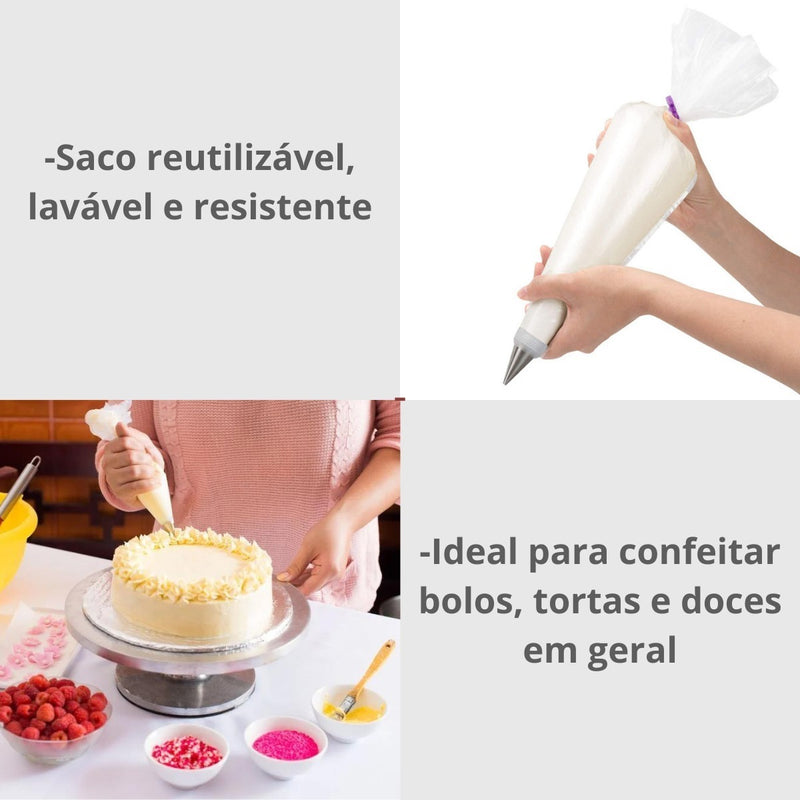 Bico Confeitar 12 Pçs+saco Confeitar  Confeiteiro Manga Bolo