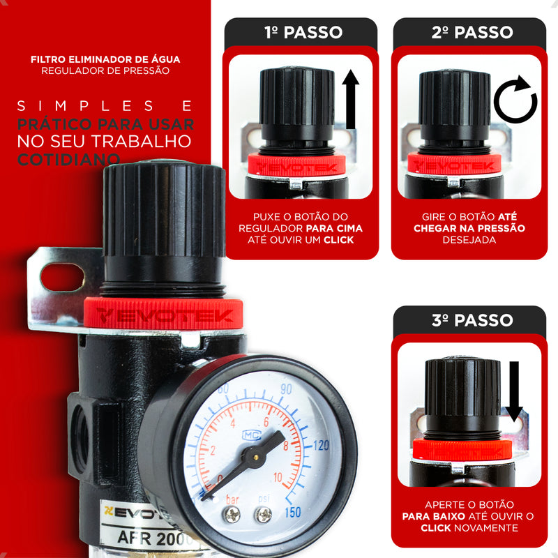 Filtro Ar 1/4 Eliminador De Água Suporte Pressão Compressor