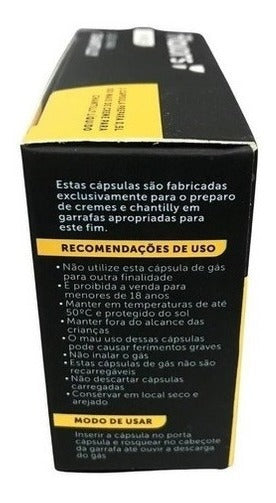 Gás Chantilly Moscow Mule Garrafa Sifão Kit 30 Capsulas N2o