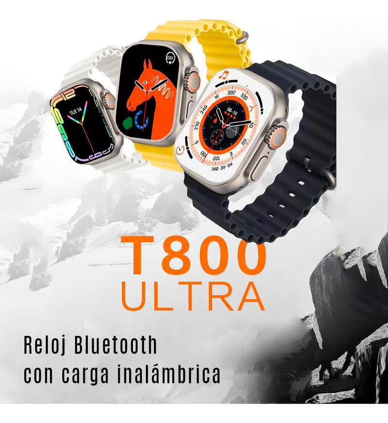 Smartwatch Digital 01smart T800 Ultra Séries 8 Caixa Prateado Pulseira Laranja