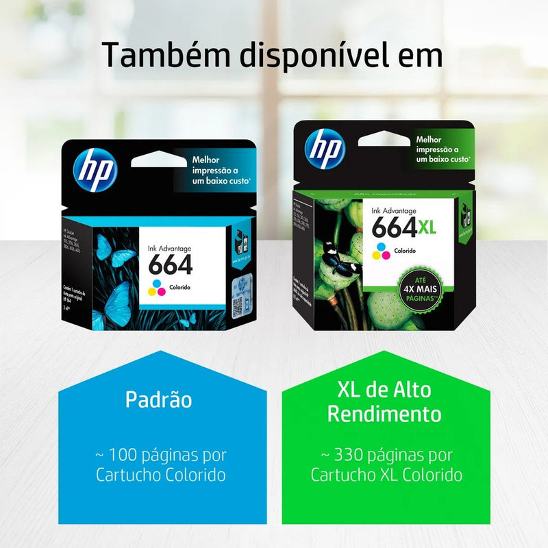 Cartucho HP 664 preto(F6V29AB) Para Deskjet 4535, 4675, 1115, 2135, 3775