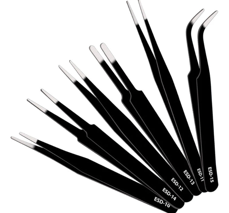 Kit 6 Pinças Anti Estática Para Eletrônica Artesanato Solda Ruslly